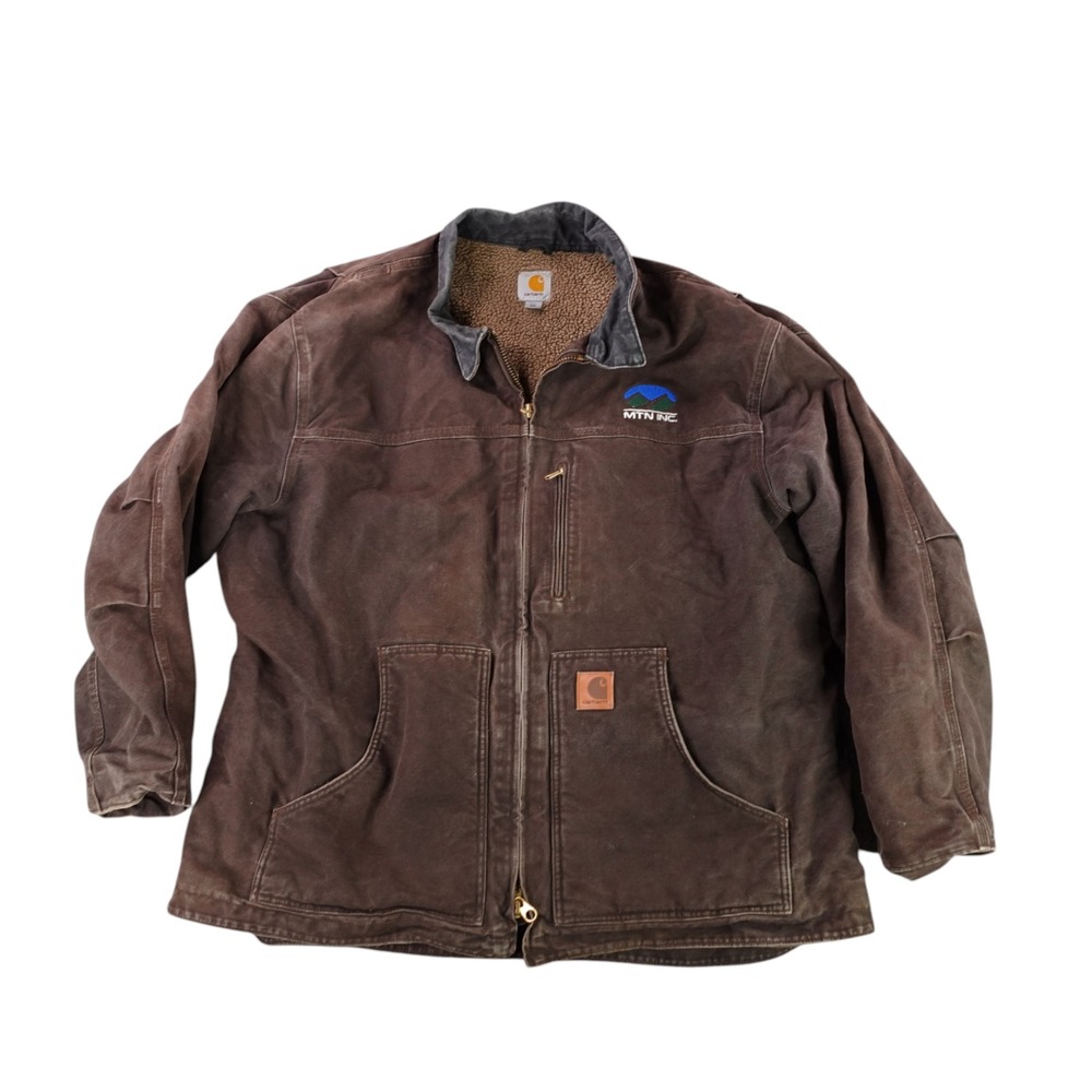 Carhartt Work Jacket Mens 2XL Brown C61 DKB Sherpa Lined Sandstone Duck Coat